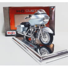 Kit 1 Quadro decorativo + 1 Miniatura 1/18 H-D 2002 FLTR Road Glide Prata com caixa Harley-Davidson