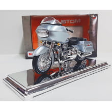 Kit 1 Quadro decorativo + 1 Miniatura 1/18 H-D 2002 FLTR Road Glide Prata com caixa Harley-Davidson