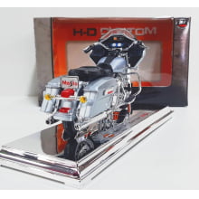 Kit 1 Quadro decorativo + 1 Miniatura 1/18 H-D 2002 FLTR Road Glide Prata com caixa Harley-Davidson