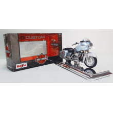 Kit 1 Quadro decorativo + 1 Miniatura 1/18 H-D 2002 FLTR Road Glide Prata com caixa Harley-Davidson