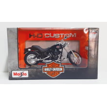 Kit 1 Quadro decorativo + 1 Miniatura 1/18 H-D 2002 FXSTB Night Train 02 Preto com caixa Harley-Davidson