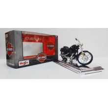 Kit 1 Quadro decorativo + 1 Miniatura 1/18 H-D 2002 FXSTB Night Train 02 Preto com caixa Harley-Davidson