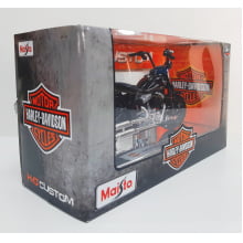 Kit 1 Quadro decorativo + 1 Miniatura 1/18 H-D 2008 FLSTSB Cross Bones Preto com caixa Harley-Davidson