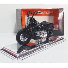 Kit 1 Quadro decorativo + 1 Miniatura 1/18 H-D 2008 FLSTSB Cross Bones Preto com caixa Harley-Davidson