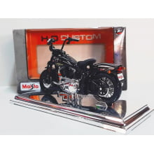 Kit 1 Quadro decorativo + 1 Miniatura 1/18 H-D 2008 FLSTSB Cross Bones Preto com caixa Harley-Davidson