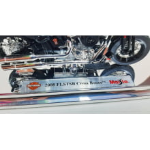 Kit 1 Quadro decorativo + 1 Miniatura 1/18 H-D 2008 FLSTSB Cross Bones Preto com caixa Harley-Davidson