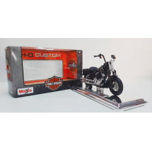 Kit 1 Quadro decorativo + 1 Miniatura 1/18 H-D 2008 FLSTSB Cross Bones Preto com caixa Harley-Davidson