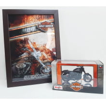 Kit 1 Quadro decorativo + 1 Miniatura 1/18 H-D 2011 XR1200X Preto com caixa Harley-Davidson