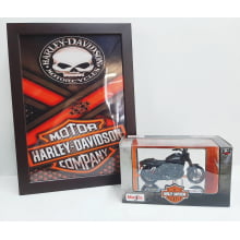 Kit 1 Quadro decorativo + 1 Miniatura 1/18 H-D 2011 XR1200X Preto com caixa Harley-Davidson