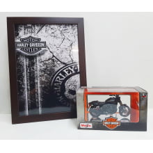 Kit 1 Quadro decorativo + 1 Miniatura 1/18 H-D 2011 XR1200X Preto com caixa Harley-Davidson