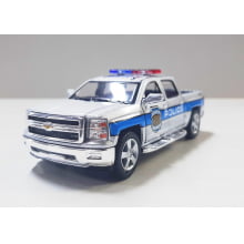 Mini 1/46 2014 Chevrolet Silverado Camionete Prata Policial - Miniatura Escala 1/46