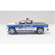 Mini 1/46 2014 Chevrolet Silverado Camionete Prata Policial - Miniatura Escala 1/46