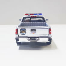 Mini 1/46 2014 Chevrolet Silverado Camionete Prata Policial - Miniatura Escala 1/46