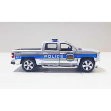 Mini 1/46 2014 Chevrolet Silverado Camionete Prata Policial - Miniatura Escala 1/46