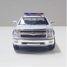 Mini 1/46 2014 Chevrolet Silverado Camionete Prata Policial - Miniatura Escala 1/46