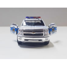 Mini 1/46 2014 Chevrolet Silverado Camionete Prata Policial - Miniatura Escala 1/46