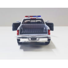 Mini 1/46 2014 Chevrolet Silverado Camionete Prata Policial - Miniatura Escala 1/46