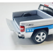 Mini 1/46 2014 Chevrolet Silverado Camionete Prata Policial - Miniatura Escala 1/46