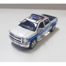 Mini 1/46 2014 Chevrolet Silverado Camionete Prata Policial - Miniatura Escala 1/46