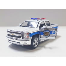 Mini 1/46 2014 Chevrolet Silverado Camionete Prata Policial - Miniatura Escala 1/46