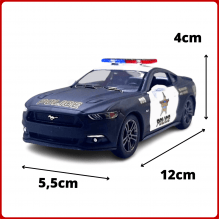 Miniatura Carrinho de Ferro 2015 Ford Mustang GT Policial Escala 1/36