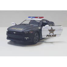 Miniatura Carrinho de Ferro 2015 Ford Mustang GT Policial Escala 1/36