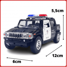 Miniatura Carrinho de Ferro Hummer 2005 H2 SUT Policial Escala 1/40