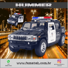 Miniatura Carrinho de Ferro Hummer 2005 H2 SUT Policial Escala 1/40