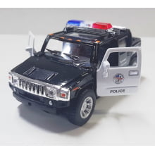 Miniatura Carrinho de Ferro Hummer 2005 H2 SUT Policial Escala 1/40