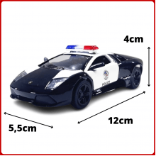 Miniatura Carrinho de Ferro Lamborghini Murciélago Policial LP640 Escala 1/36