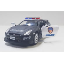 Miniatura Carrinho de Ferro Nissan 2009 GT-R R35 Policial Escala 1/36