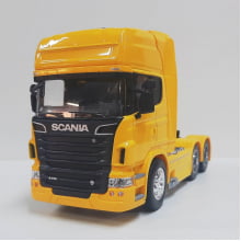 Miniatura Cavalo de Ferro Scannia Trucado V8 730 Amarelo Escala 1/32