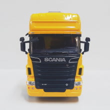 Miniatura Cavalo de Ferro Scannia Trucado V8 730 Amarelo Escala 1/32