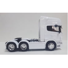 Miniatura Cavalo de Ferro Scannia Trucado V8 730 Branco Escala 1/32