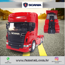 Miniatura Cavalo de Ferro Scannia Trucado V8 730Vermelho Escala 1/32