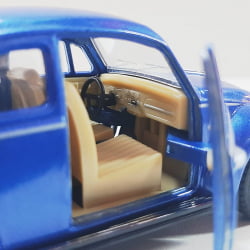  Miniatura de Ferro 1967 Volkswagen Fusca Beetle Clássico Brilho Azul Escala 1/32