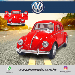  Miniatura de Ferro 1967 Volkswagen Fusca Beetle Clássico Brilho Vermelho Escala 1/32