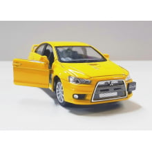 Miniatura de Ferro 2008 Mitsubishi Lancer Evo X Amarelo Escala 1/36