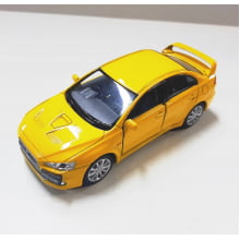 Miniatura de Ferro 2008 Mitsubishi Lancer Evo X Amarelo Escala 1/36