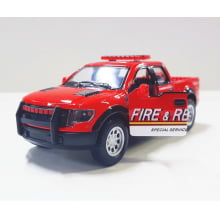 Miniatura de Ferro 2013 Ford F-150 Raptor Supercrew Bombeiros Escala 1/46