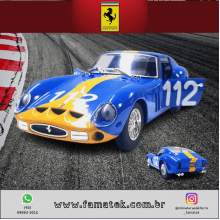 Miniatura de Ferro 250 GTO Corrida Ferrari Bburago Escala 1/24