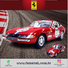 Miniatura de Ferro 365 GTB4 Competizione 1ª Série Ferrari Bburago Escala 1/24