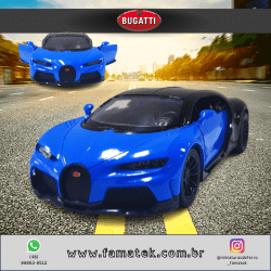  Miniatura de Ferro Bugatti Chiron Sportster Azul Escala 1/38