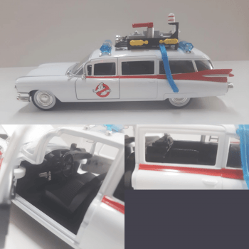 Miniatura de ferro Caça-Fantasmas ECTO-1 Cadillac Esc 1/24 _Ambulance Ghost Busters 