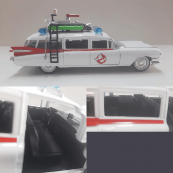 Miniatura de ferro Caça-Fantasmas ECTO-1 Cadillac Esc 1/24 _Ambulance Ghost Busters 