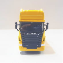 Miniatura de Ferro Cegonha Scannia Toco V8 R730 Amarelo Escala 1/64