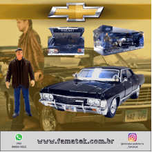 Miniatura de Ferro Chevrolet 1967 Impala SS Sport Sedan do Dean Supernatural Escala 1/24