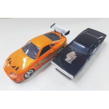 Miniaturas de Ferro Dodge Charger R/T Preto do Toretto e Toyota Supra do Brian Escala  1/32 Velozes e Furiosos