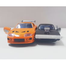 Miniaturas de Ferro Dodge Charger R/T Preto do Toretto e Toyota Supra do Brian Escala  1/32 Velozes e Furiosos