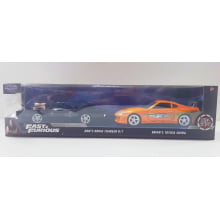 Miniaturas de Ferro Dodge Charger R/T Preto do Toretto e Toyota Supra do Brian Escala  1/32 Velozes e Furiosos